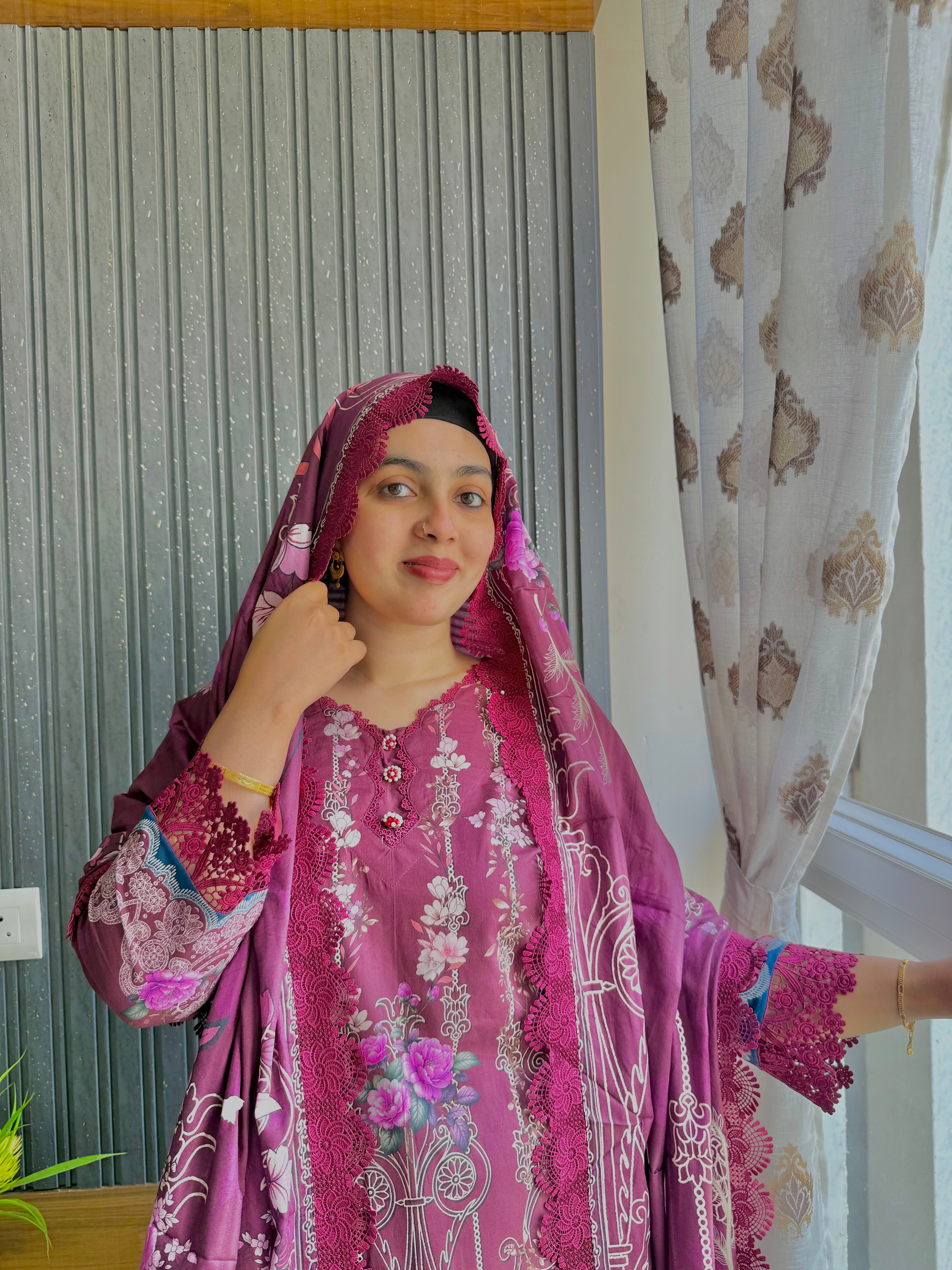 Pakistani cotton signature burgundy