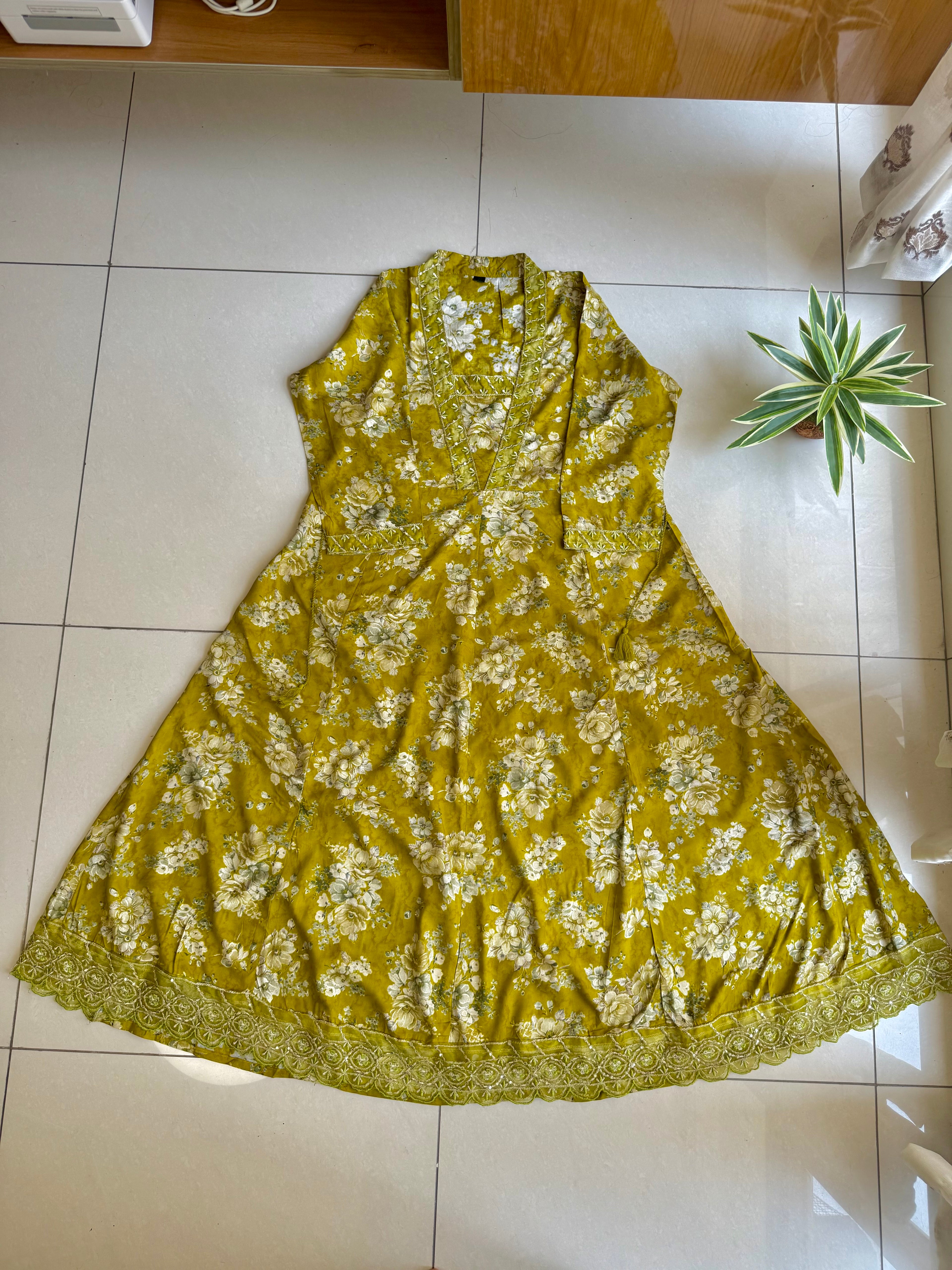 Olive Summer Cotton Maxi Dress