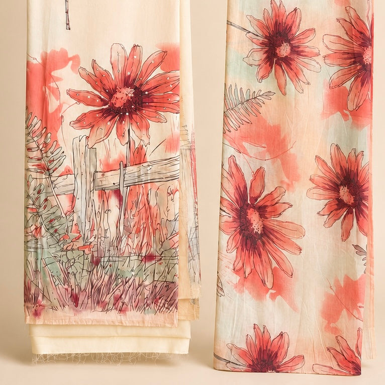 Luqhat Buttery Cotton Floral Unstitched Suit