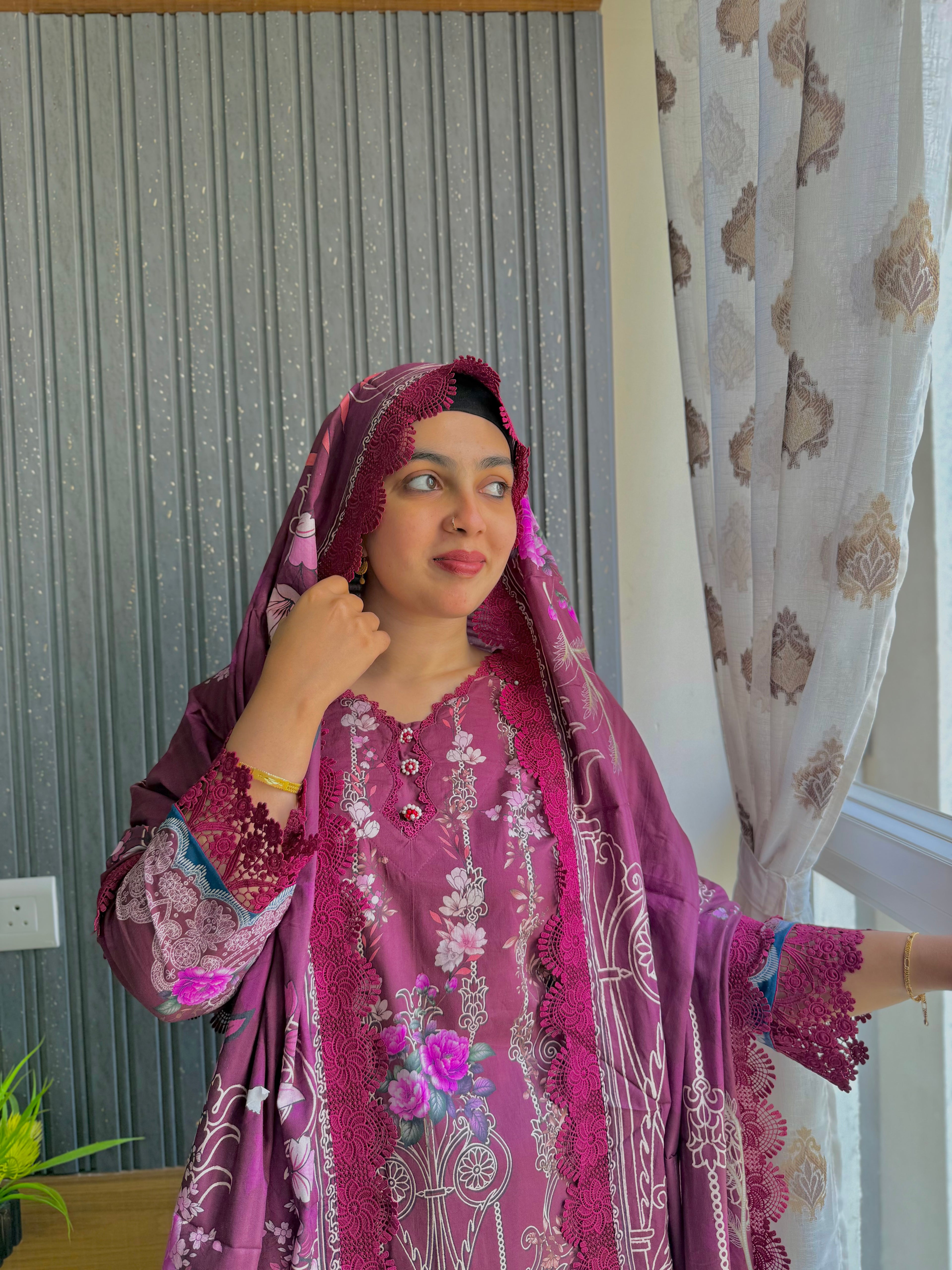 Pakistani cotton signature burgundy