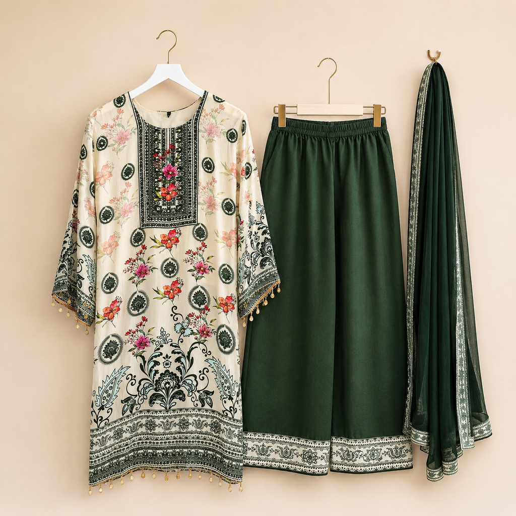 Aabroo — Printed Muslin Crepe 3-Piece Suit
