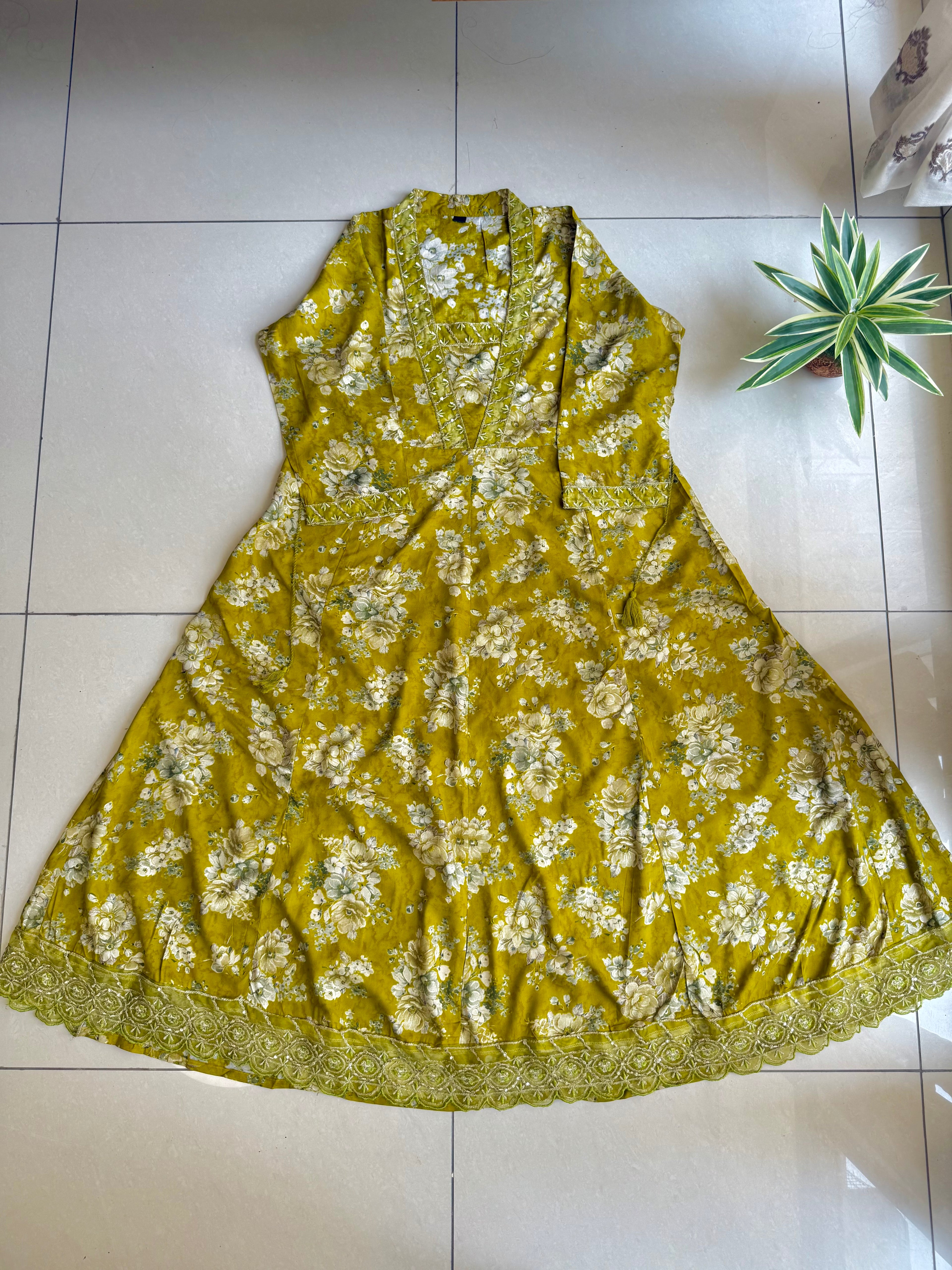 Olive Summer Cotton Maxi Dress