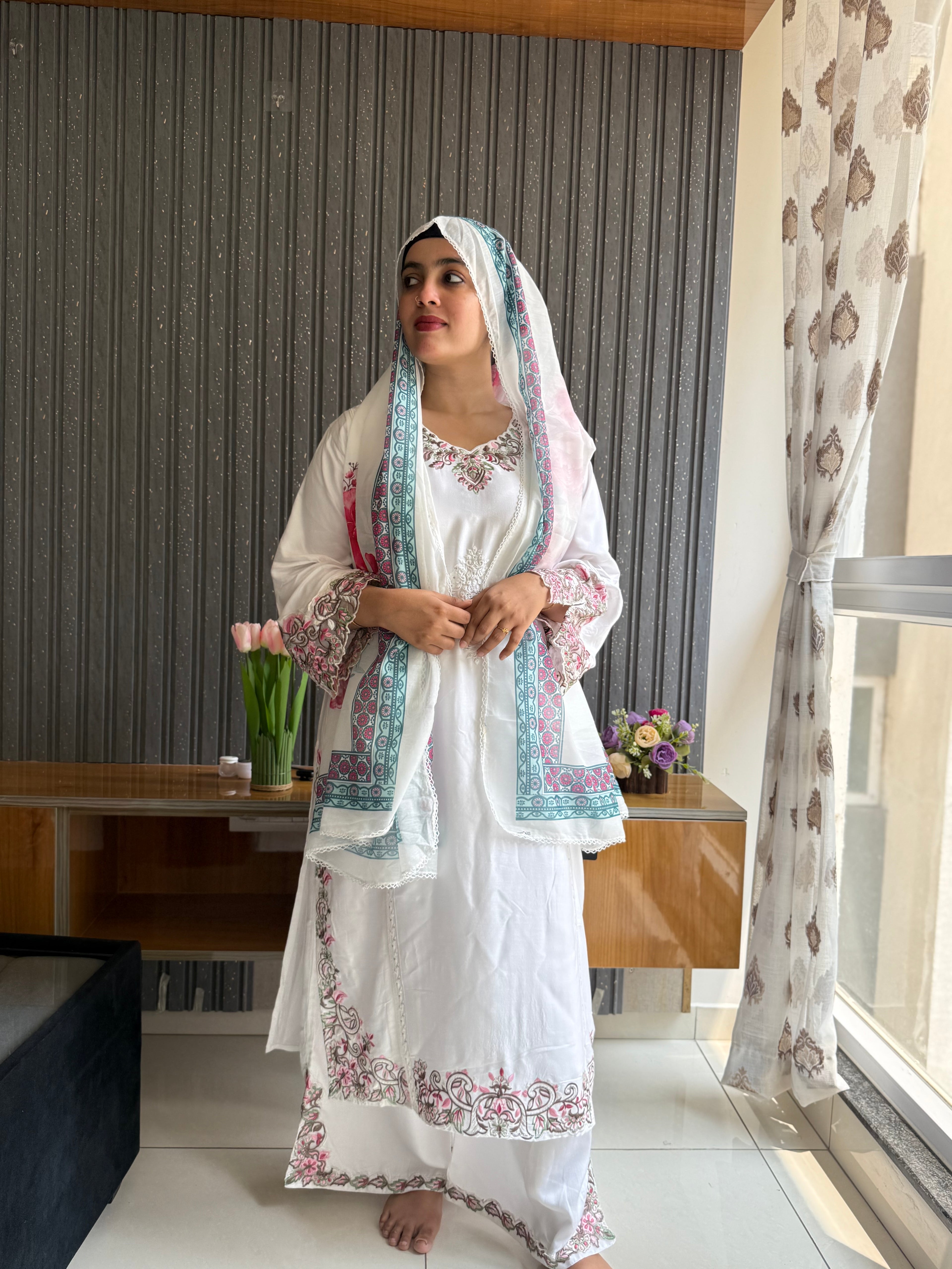 Saiyaara – Regal Embroidered Co-ord Set in white