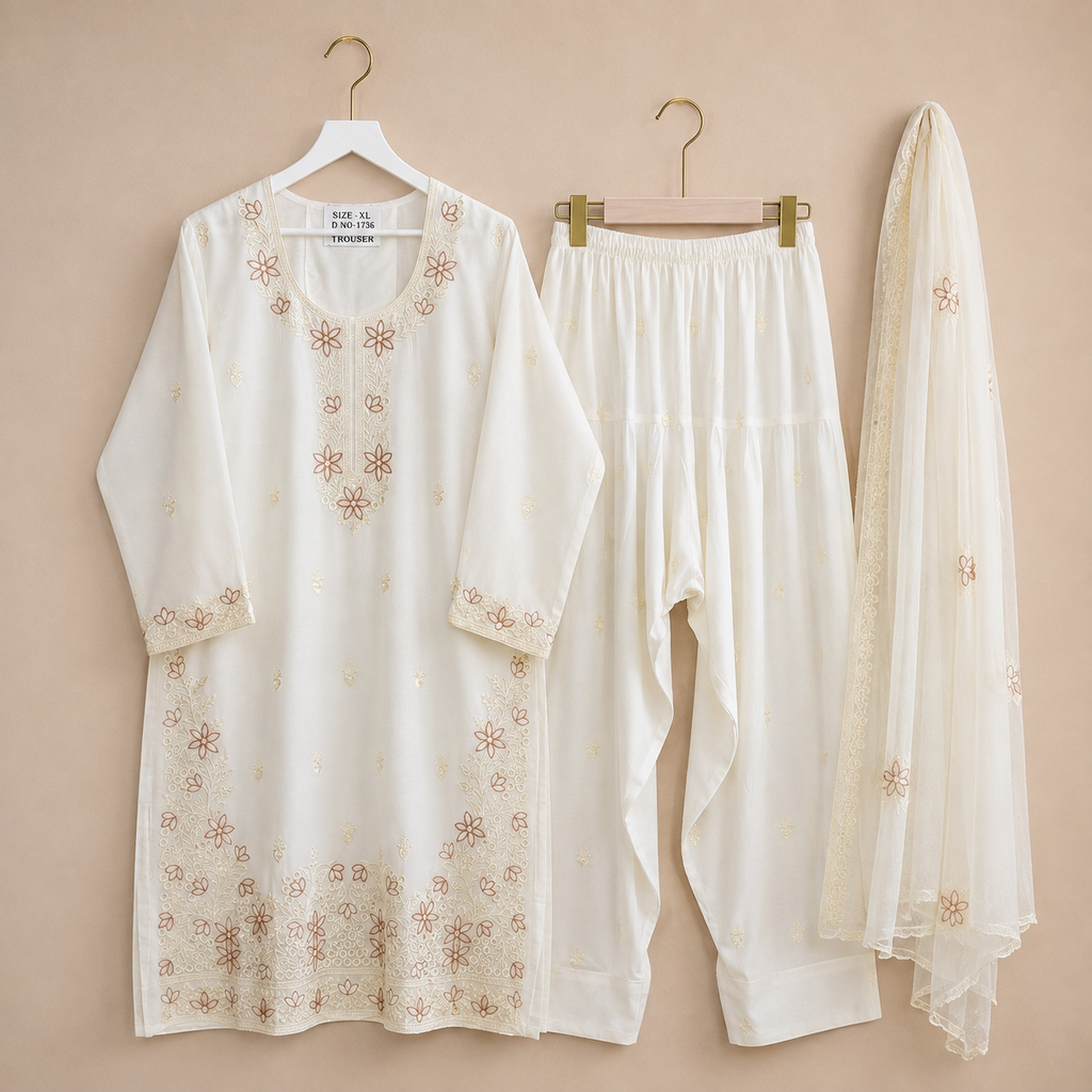 Nameera Soft Embroidered Pakistani Suit Set