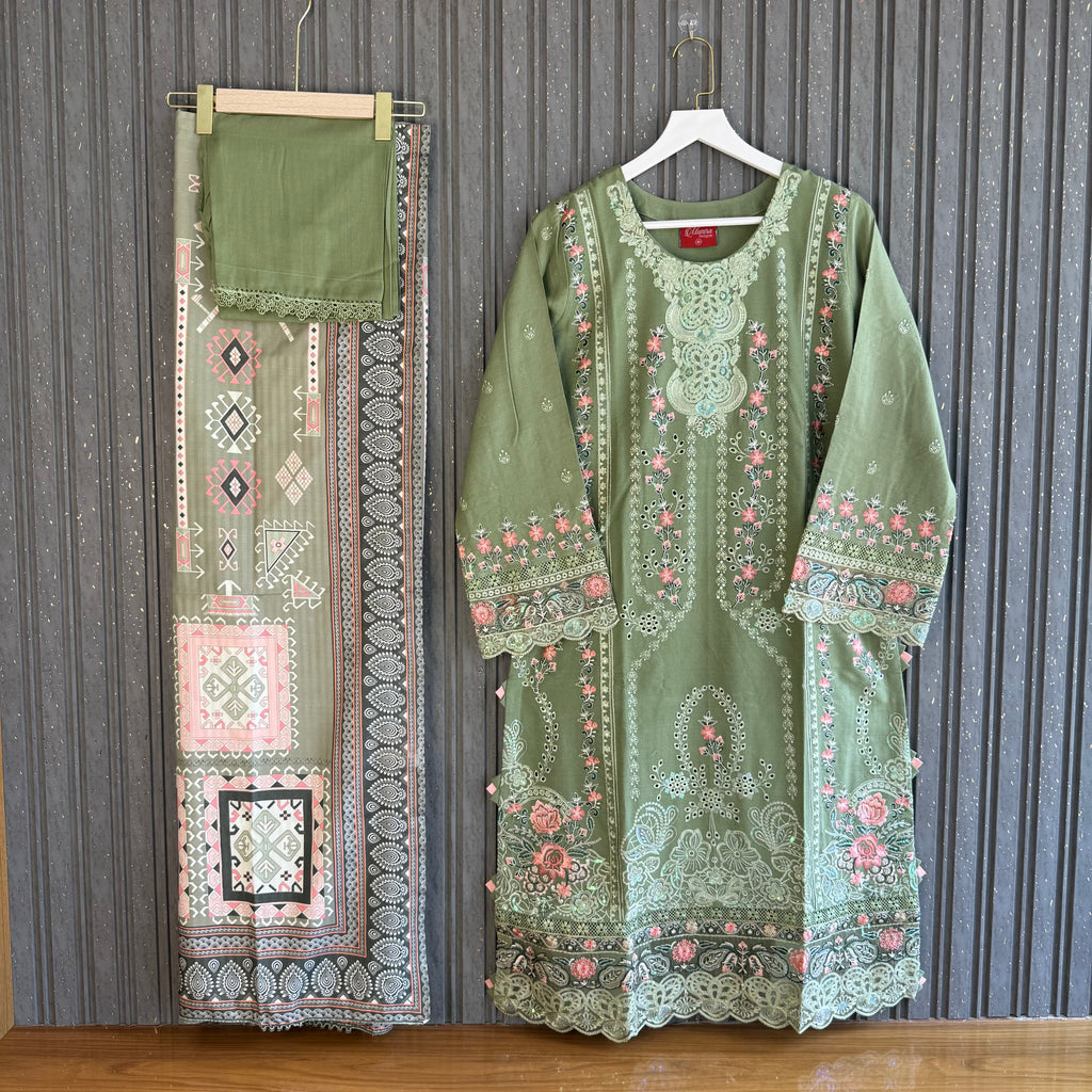 Shehwar green Pakistani suit