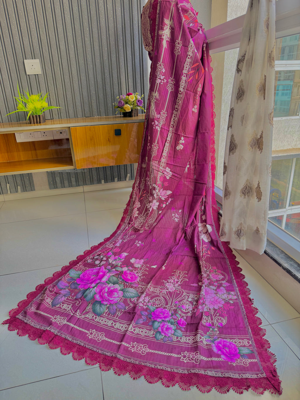 Pakistani cotton signature burgundy