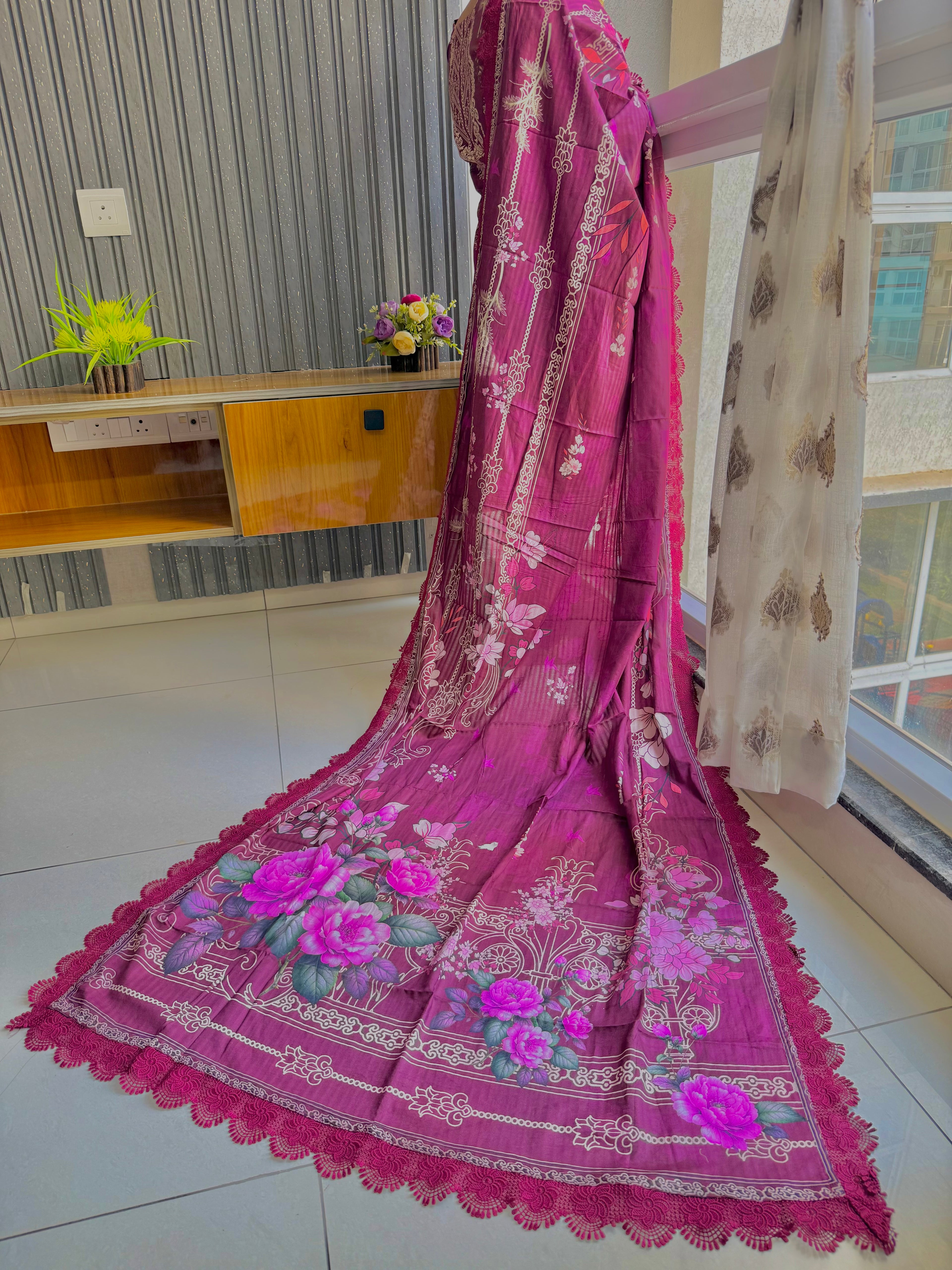 Pakistani cotton signature burgundy