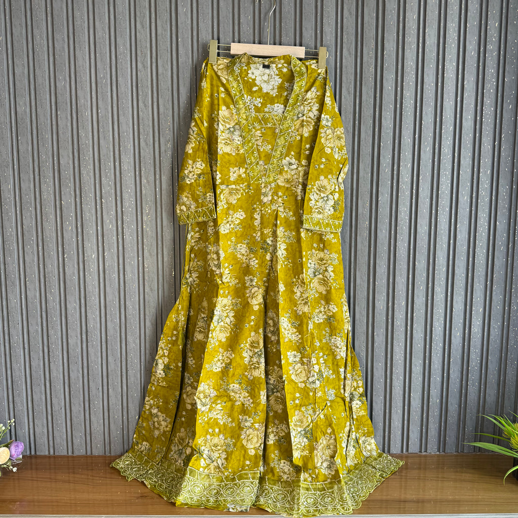 Olive Summer Cotton Maxi Dress