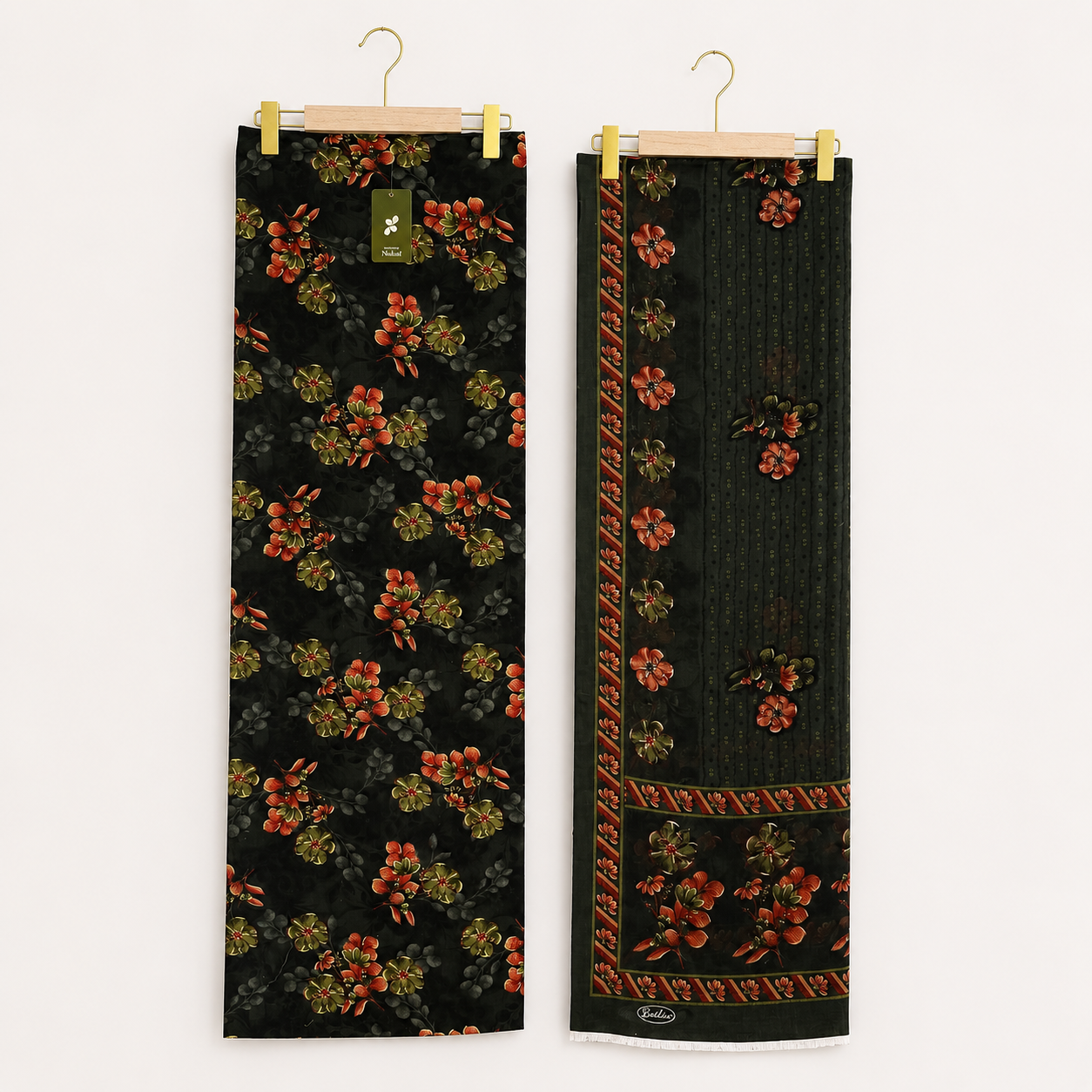 Dark green  Floral Premium Unstitched Suit Set