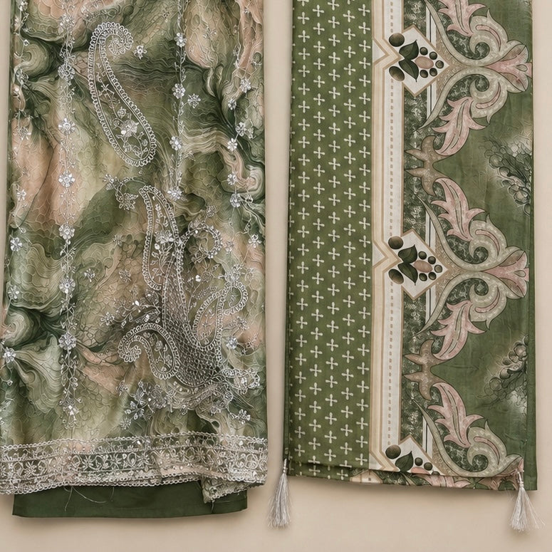 Marble Rayon Unstitched Suit Set