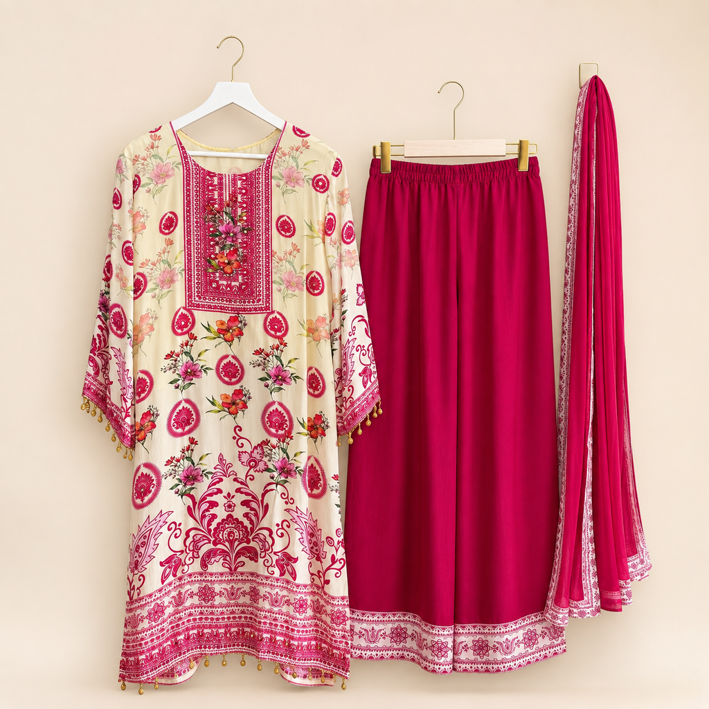 Aabroo — Printed Muslin Crepe 3-Piece Suit