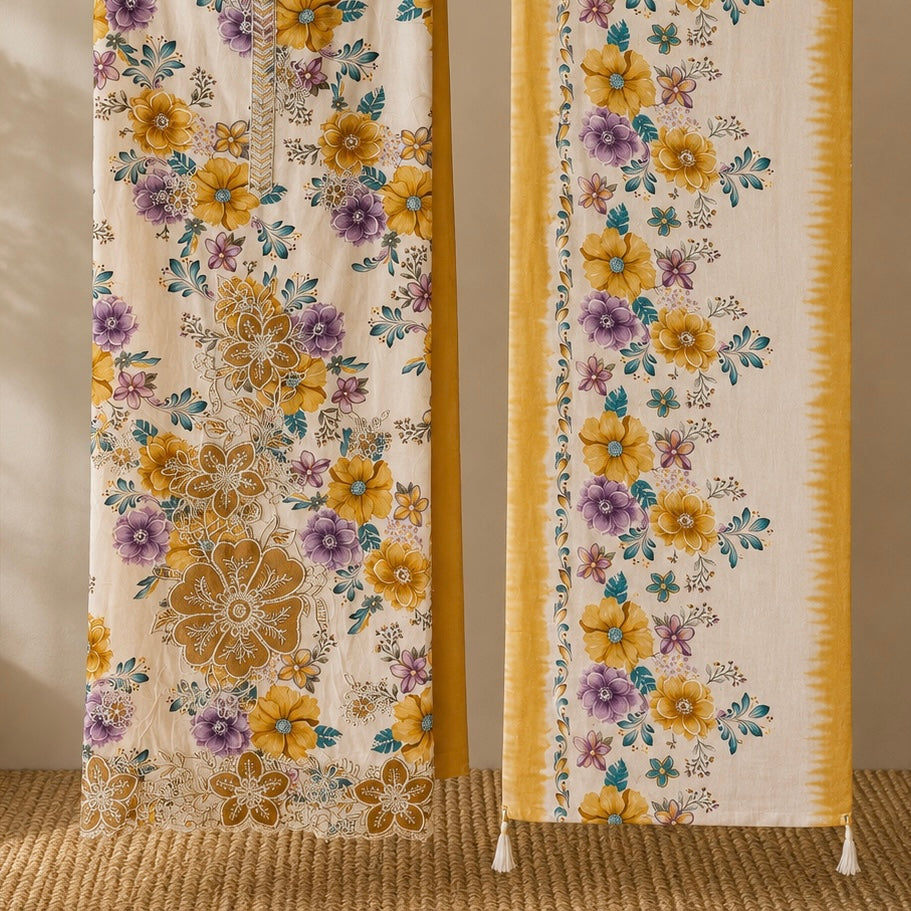 Safiyah Embroidered Floral Unstitched Suit