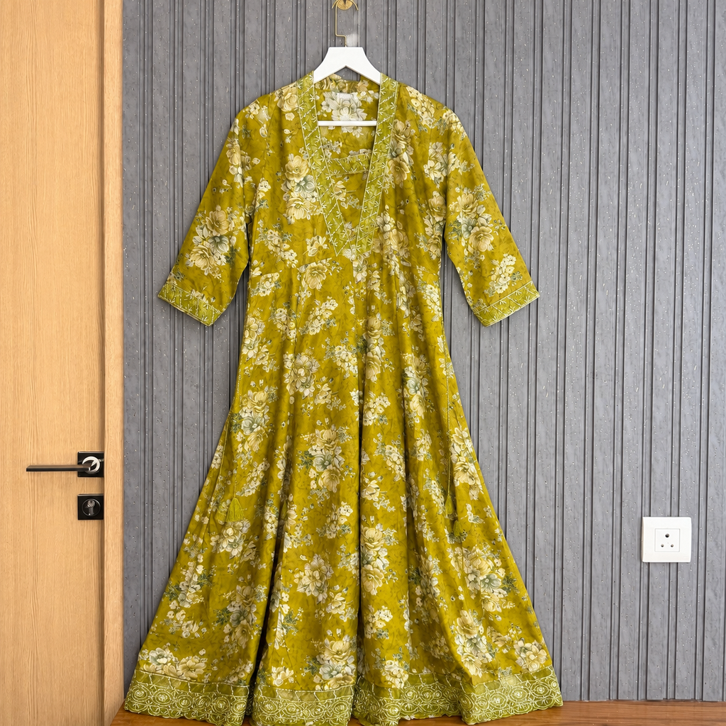 Olive Summer Cotton Maxi Dress