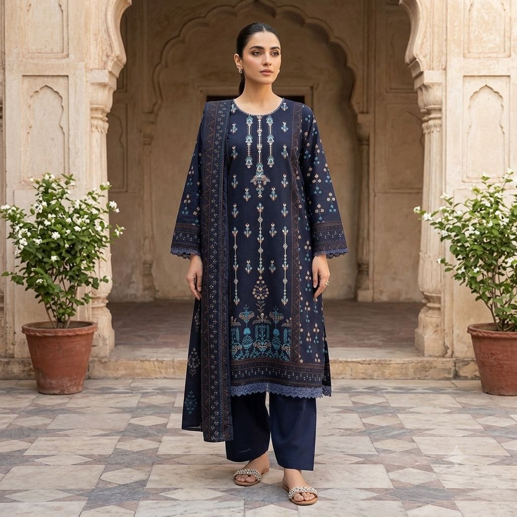 Pakistani cotton lawn suit