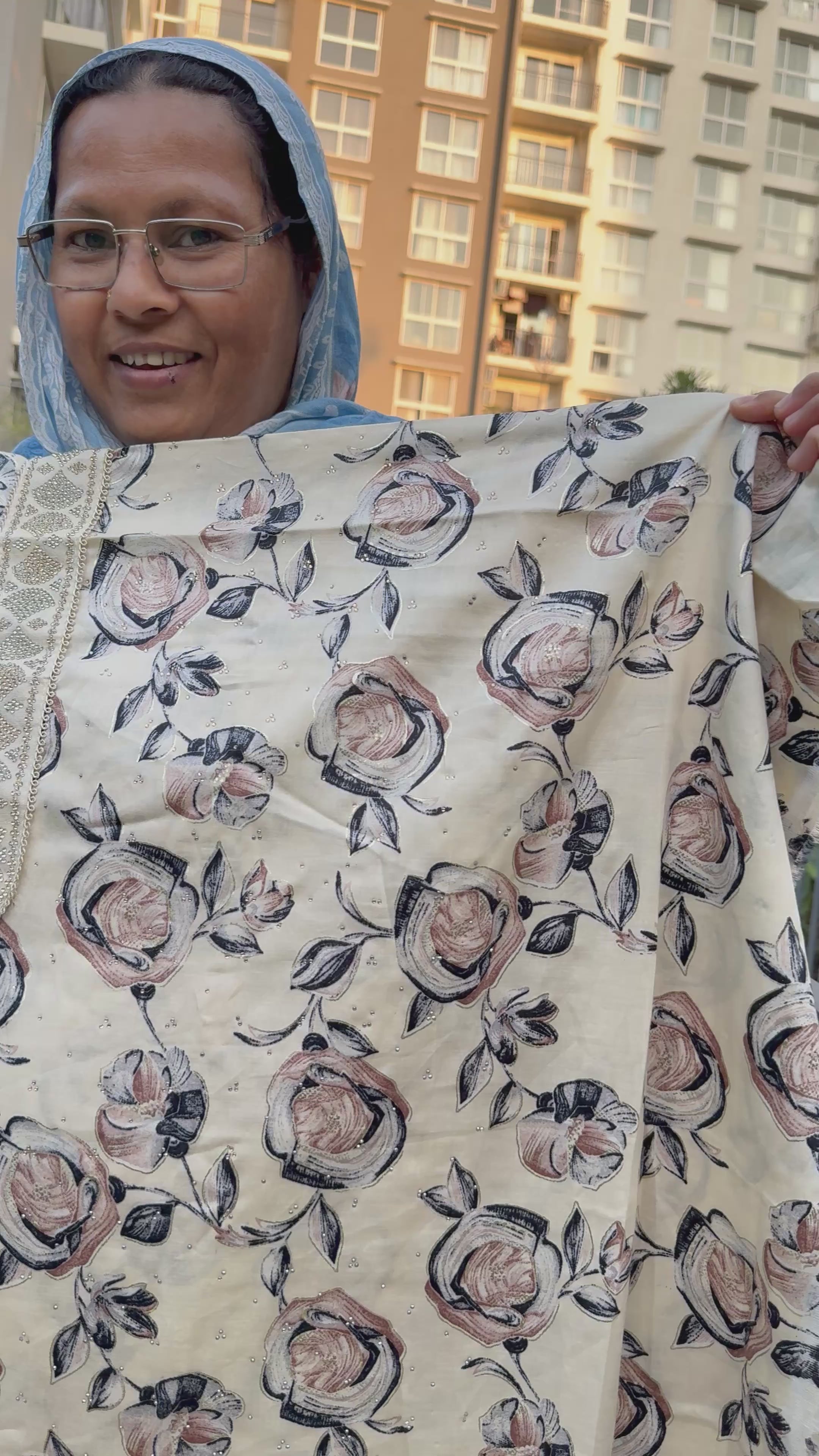 Velmora Noire Bloom – Unstitched Luxury Dress Material Set